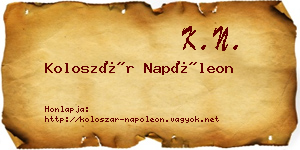 Koloszár Napóleon névjegykártya